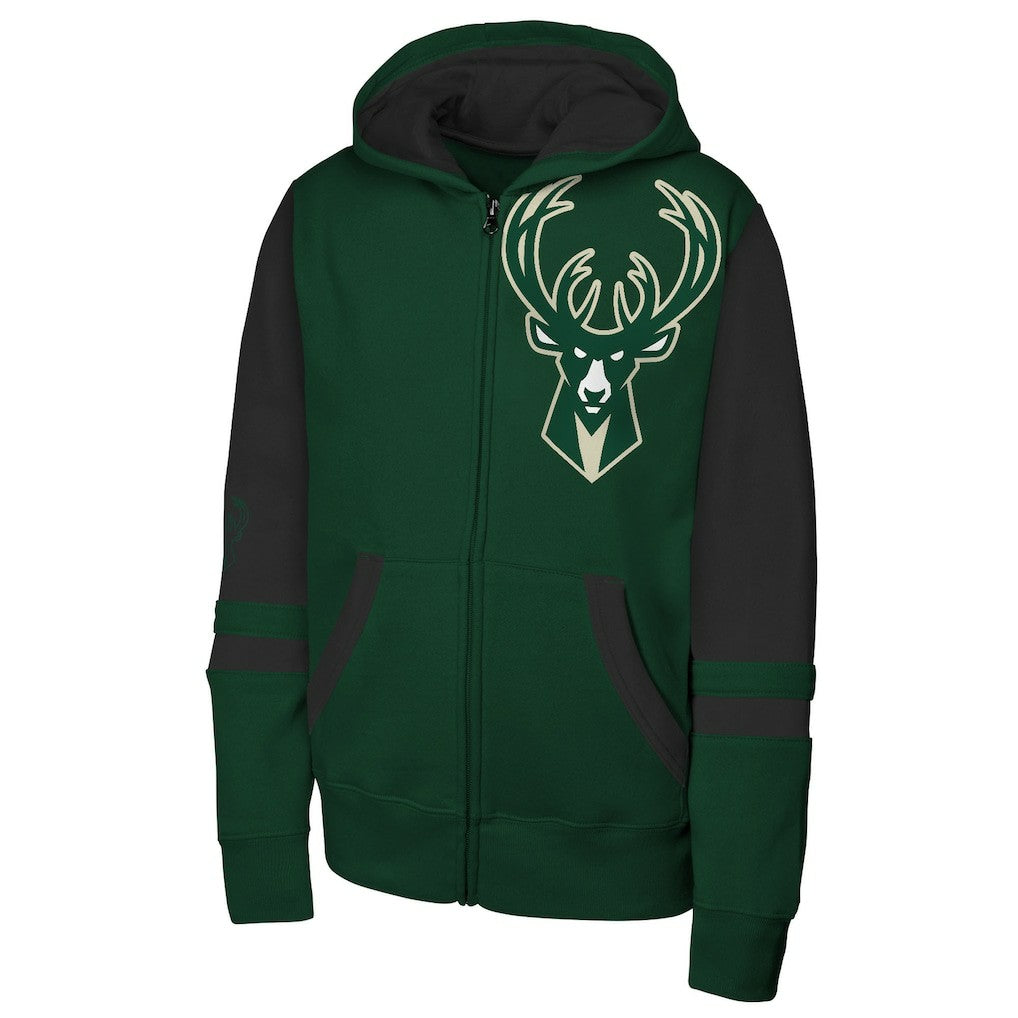 Hunter Green Milwaukee Bucks Outerstuff Youth Straight to the League Full-Zip Hoodie | NBA