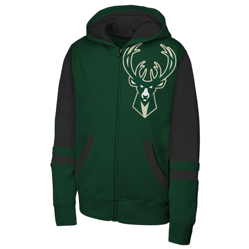 Hunter Green Milwaukee Bucks Outerstuff Youth Straight to the League Full-Zip Hoodie | NBA