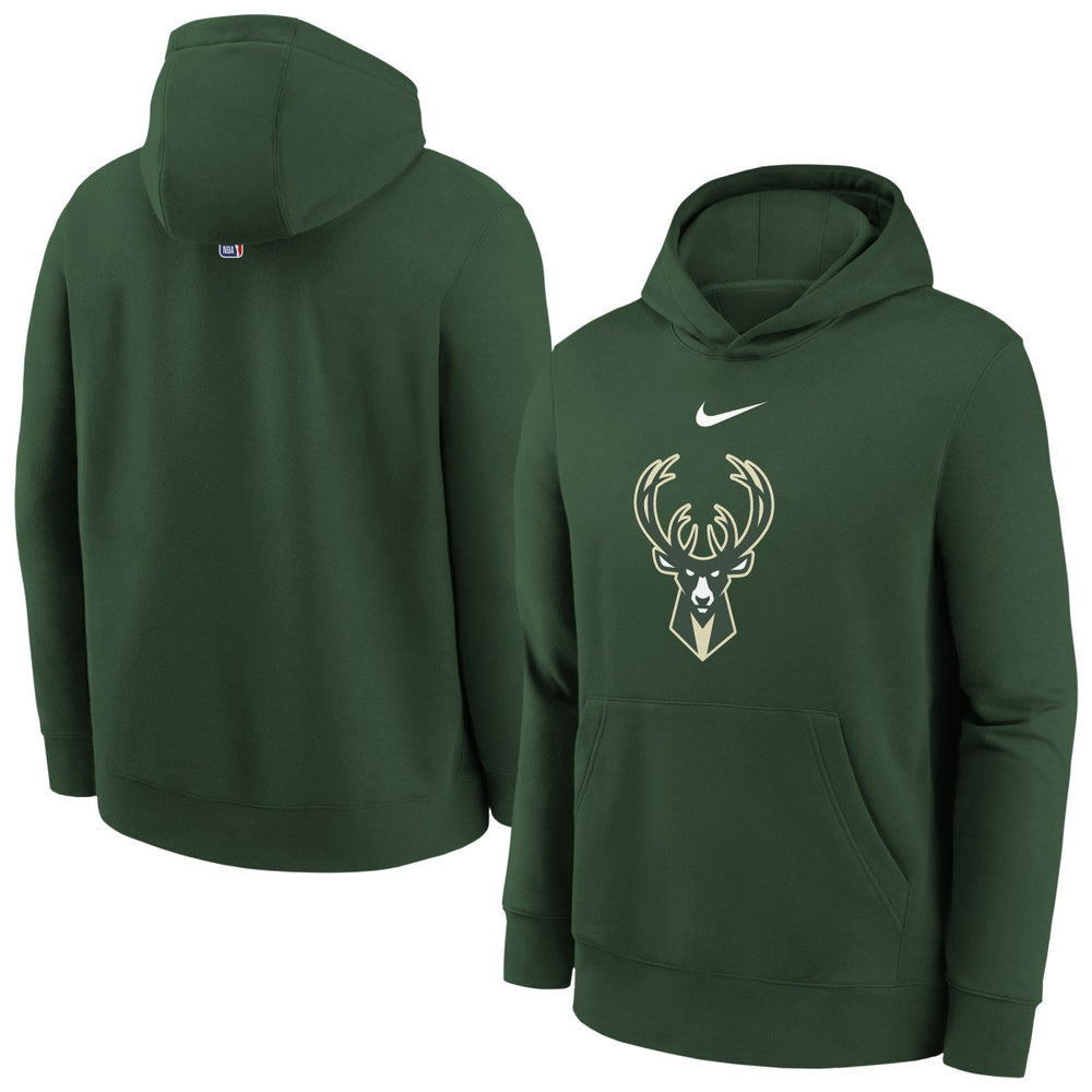 Hunter Green Milwaukee Bucks Youth 2025/26 Club Fleece Hoodie | NBA