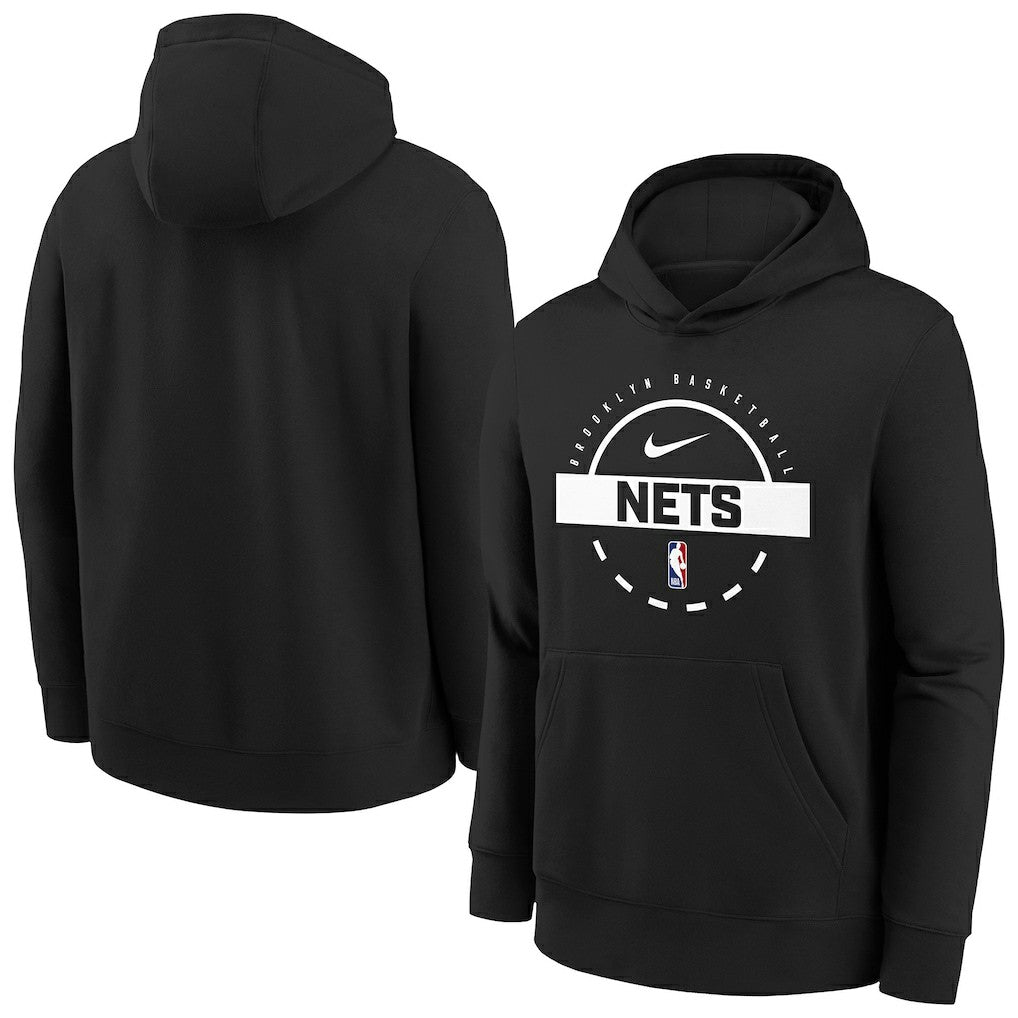 Black Brooklyn Nets Youth 2025/26 Club Fleece Practice Hoodie | NBA