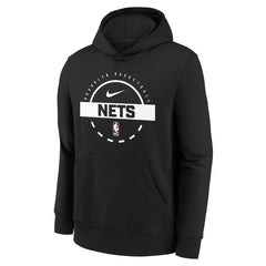 Black Brooklyn Nets Youth 2025/26 Club Fleece Practice Hoodie | NBA