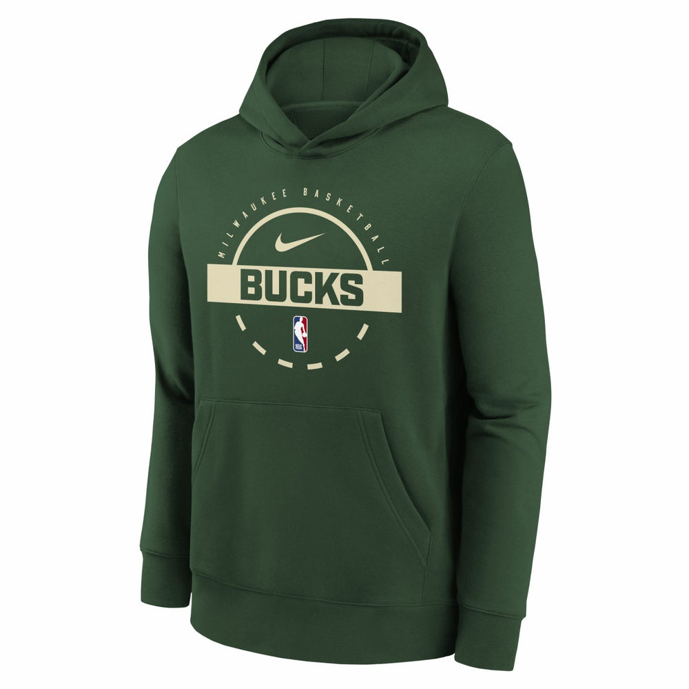 Hunter Green Milwaukee Bucks Youth 2025/26 Club Fleece Practice Hoodie | NBA