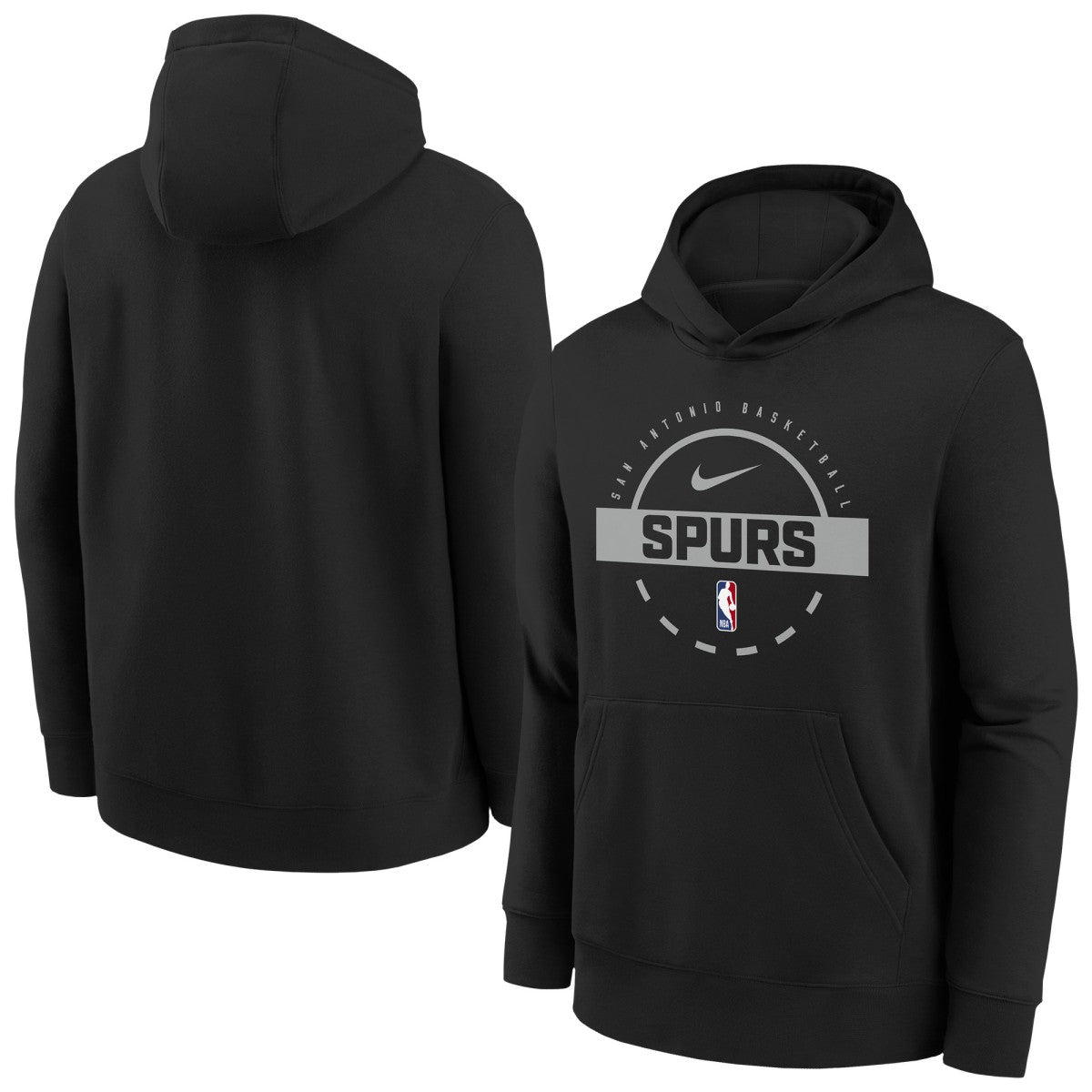 Black San Antonio Spurs Youth 2025/26 Club Fleece Practice Hoodie | NBA