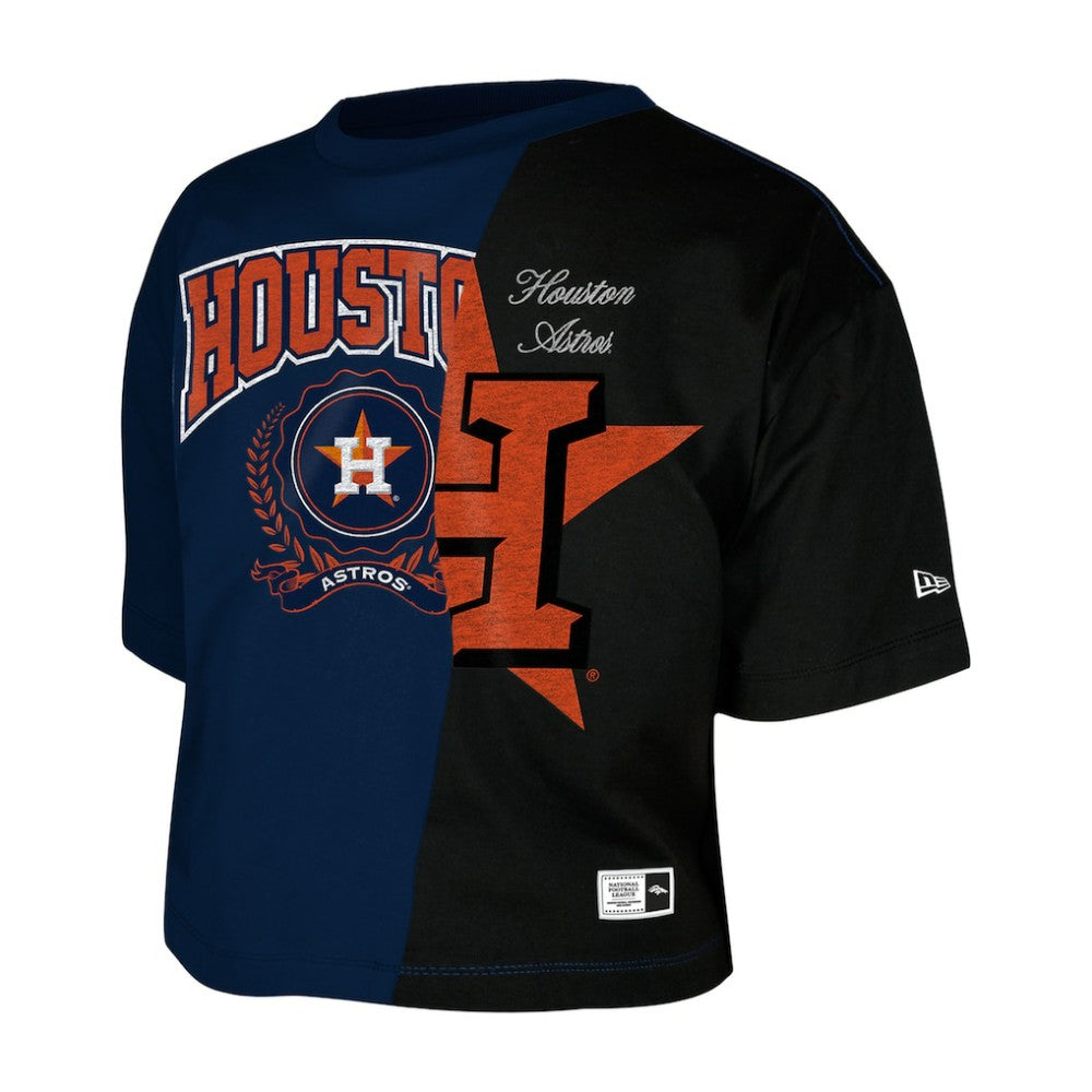 Houston Astros New Era Women's Upcycled Colorblocked Boxy Cropped T-Shirt - MLB T-shirts