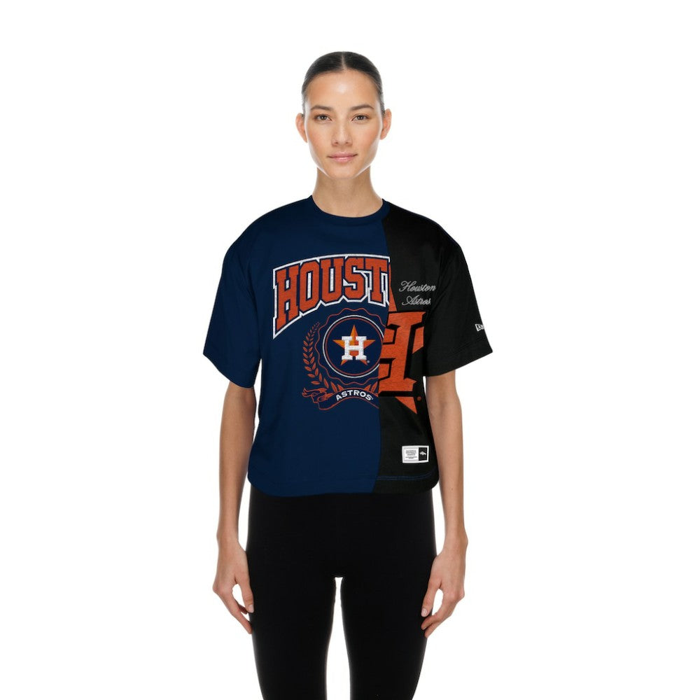Houston Astros New Era Women's Upcycled Colorblocked Boxy Cropped T-Shirt - MLB T-shirts
