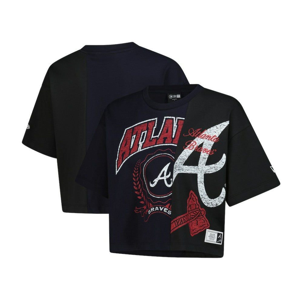 Atlanta Braves New Era Women's Upcycled Colorblocked Boxy Cropped T-Shirt - MLB T-shirts