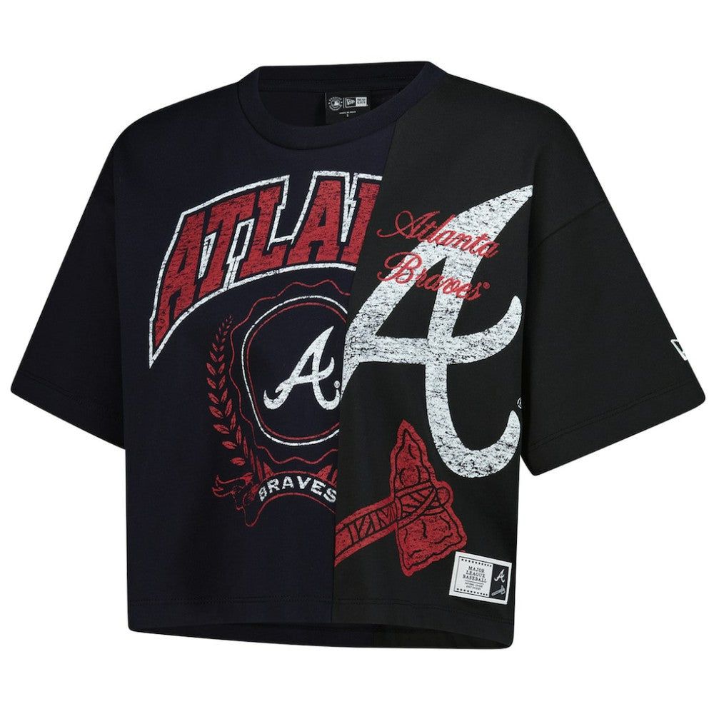 Atlanta Braves New Era Women's Upcycled Colorblocked Boxy Cropped T-Shirt - MLB T-shirts