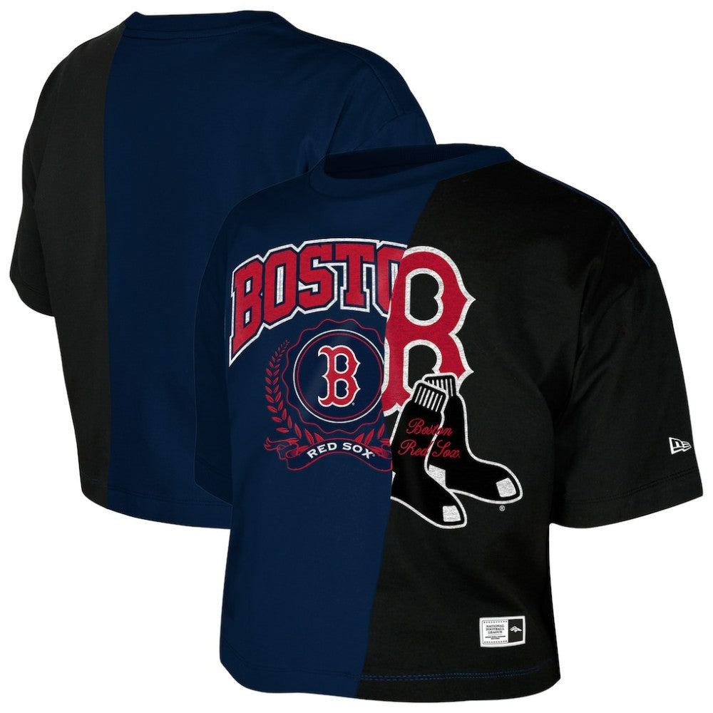 Boston Red Sox New Era Women's Upcycled Colorblocked Boxy Cropped T-Shirt - MLB T-shirts
