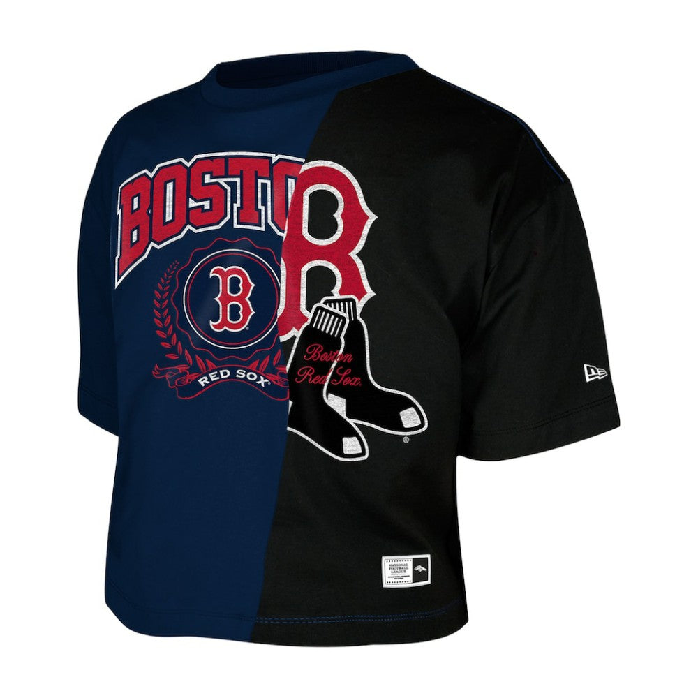 Boston Red Sox New Era Women's Upcycled Colorblocked Boxy Cropped T-Shirt - MLB T-shirts