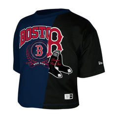 Boston Red Sox New Era Women's Upcycled Colorblocked Boxy Cropped T-Shirt - MLB T-shirts