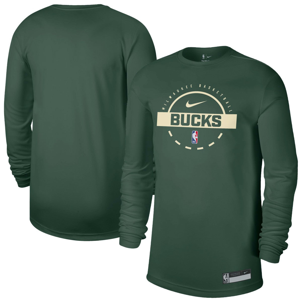 Hunter Green Milwaukee Bucks 2025/26 On-Court Flare Dri-FIT Practice Long Sleeve Tri-Blend T-Shirt | NBA