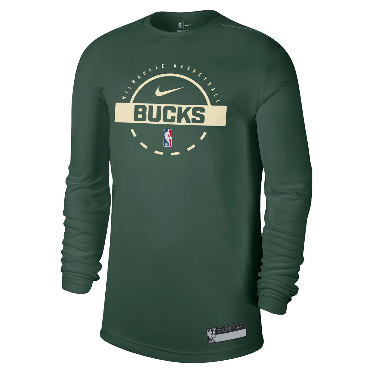 Hunter Green Milwaukee Bucks 2025/26 On-Court Flare Dri-FIT Practice Long Sleeve Tri-Blend T-Shirt | NBA