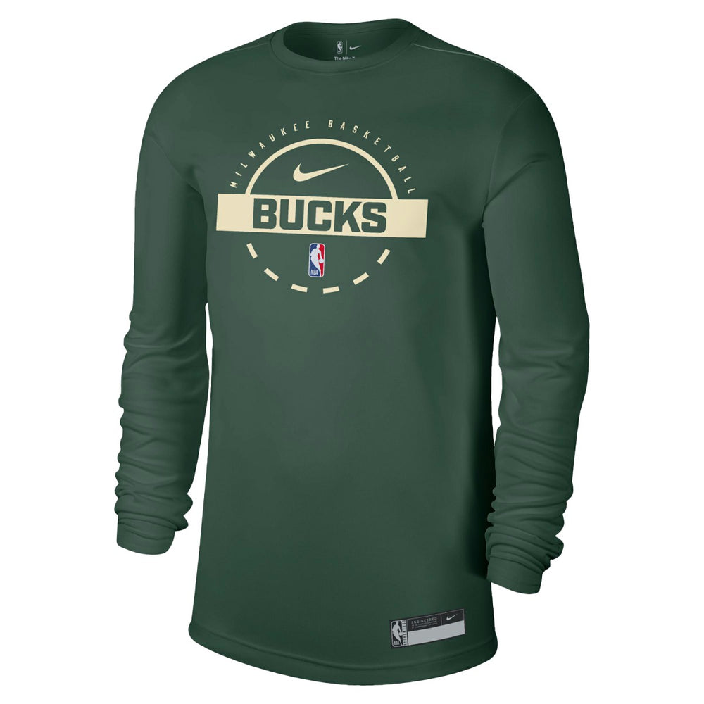 Hunter Green Milwaukee Bucks 2025/26 On-Court Flare Dri-FIT Practice Long Sleeve Tri-Blend T-Shirt | NBA