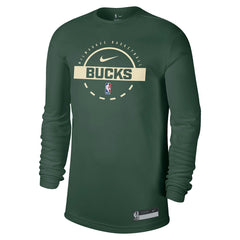Hunter Green Milwaukee Bucks 2025/26 On-Court Flare Dri-FIT Practice Long Sleeve Tri-Blend T-Shirt | NBA