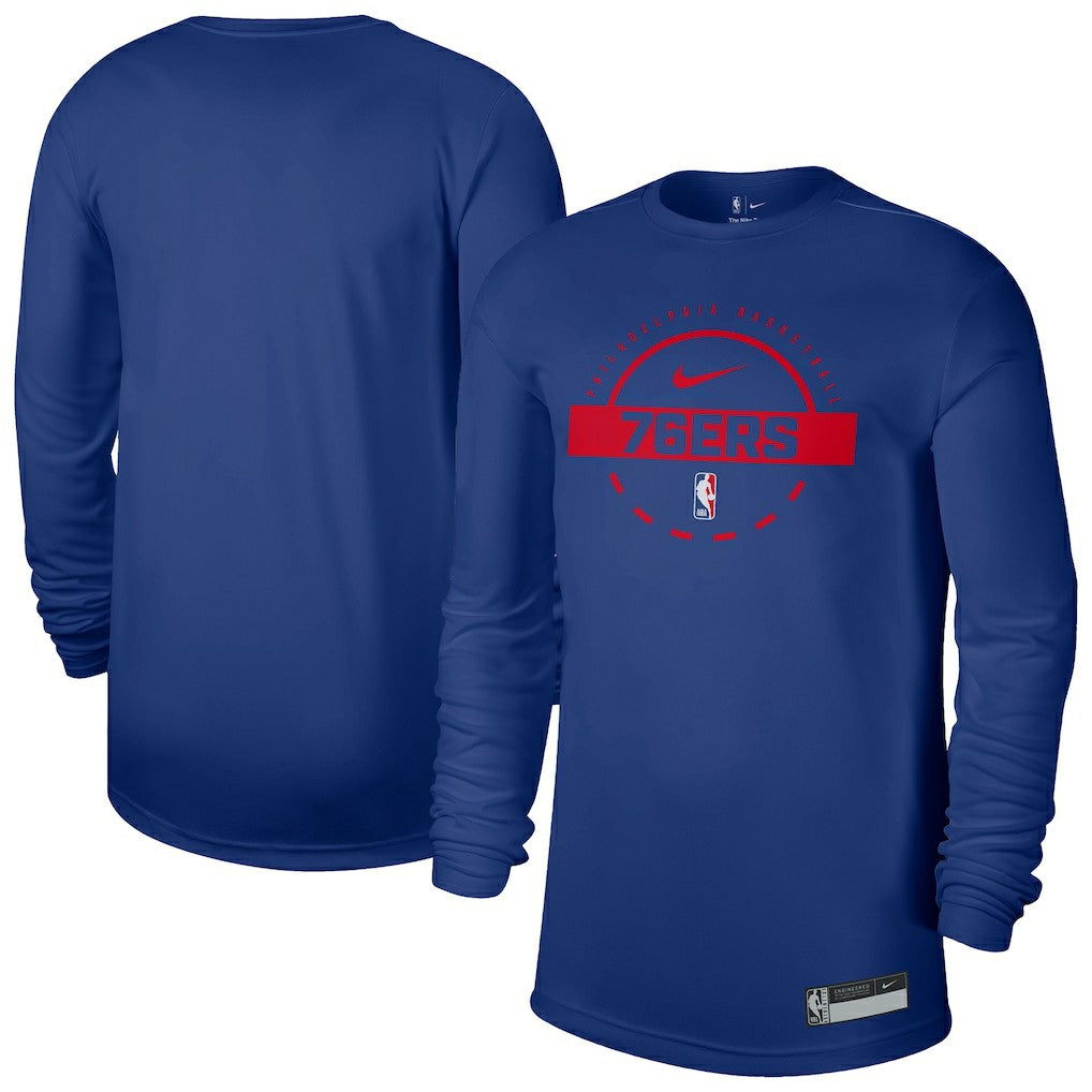 Royal Philadelphia 76ers 2025/26 On-Court Flare Dri-FIT Practice Long Sleeve Tri-Blend T-Shirt | NBA