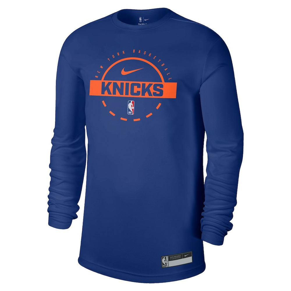 Blue New York Knicks 2025/26 On-Court Flare Dri-FIT Practice Long Sleeve Tri-Blend T-Shirt | NBA