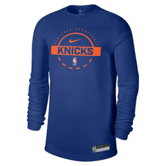 Blue New York Knicks 2025/26 On-Court Flare Dri-FIT Practice Long Sleeve Tri-Blend T-Shirt | NBA
