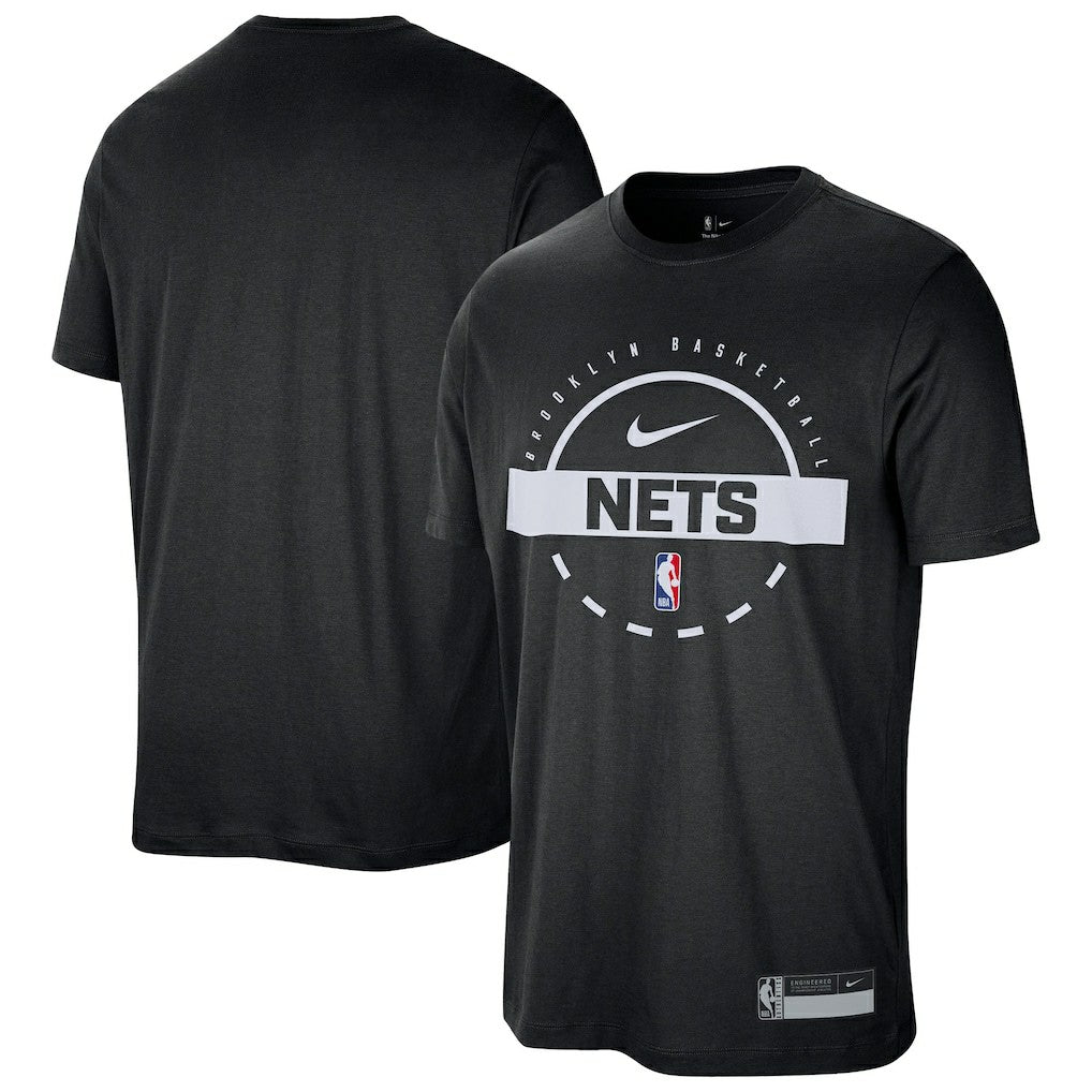 Black Brooklyn Nets 2025/26 On-Court Flare Performance Practice T-Shirt | NBA