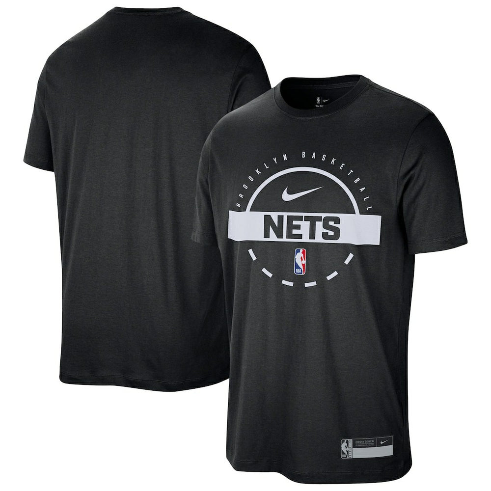 Black Brooklyn Nets 2025/26 On-Court Flare Performance Practice T-Shirt | NBA