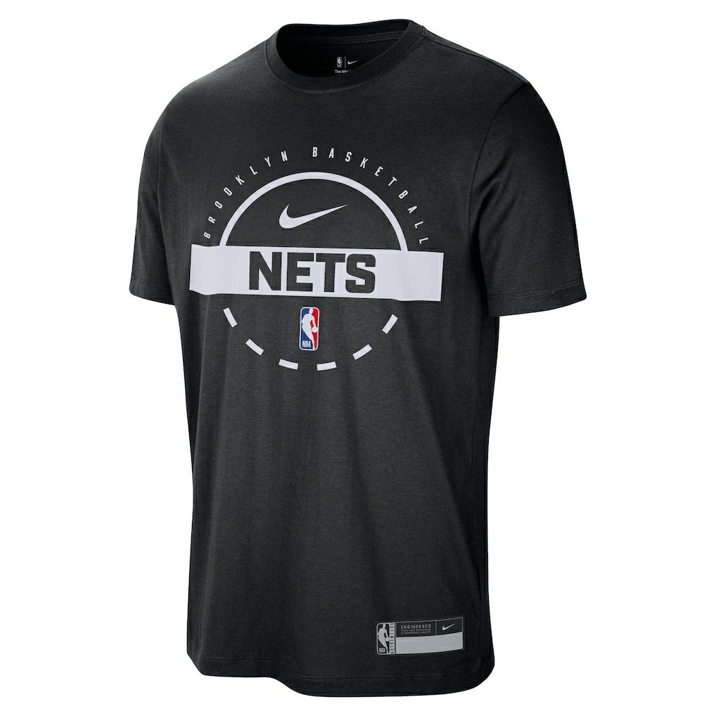 Black Brooklyn Nets 2025/26 On-Court Flare Performance Practice T-Shirt | NBA