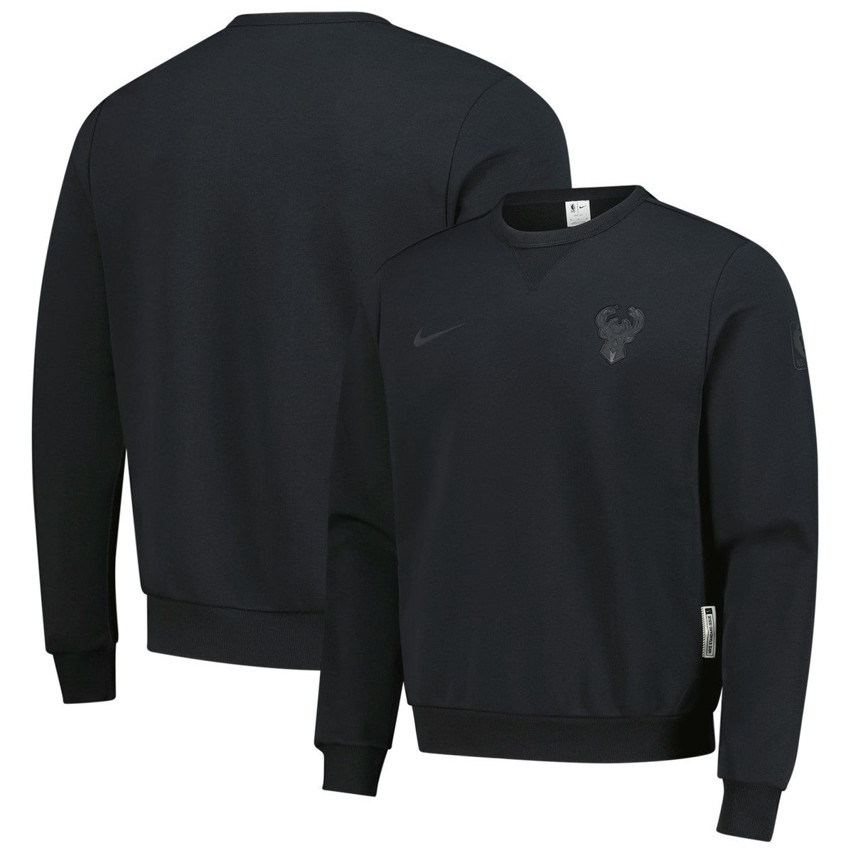 Black Milwaukee Bucks Authentic Standard Issue Travel Dri-FIT Sweatshirt | NBA