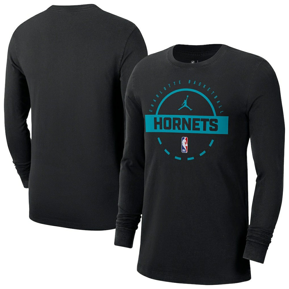 Black Charlotte Hornets Jordan Brand Authentic Long Sleeve Practice T-Shirt | NBA