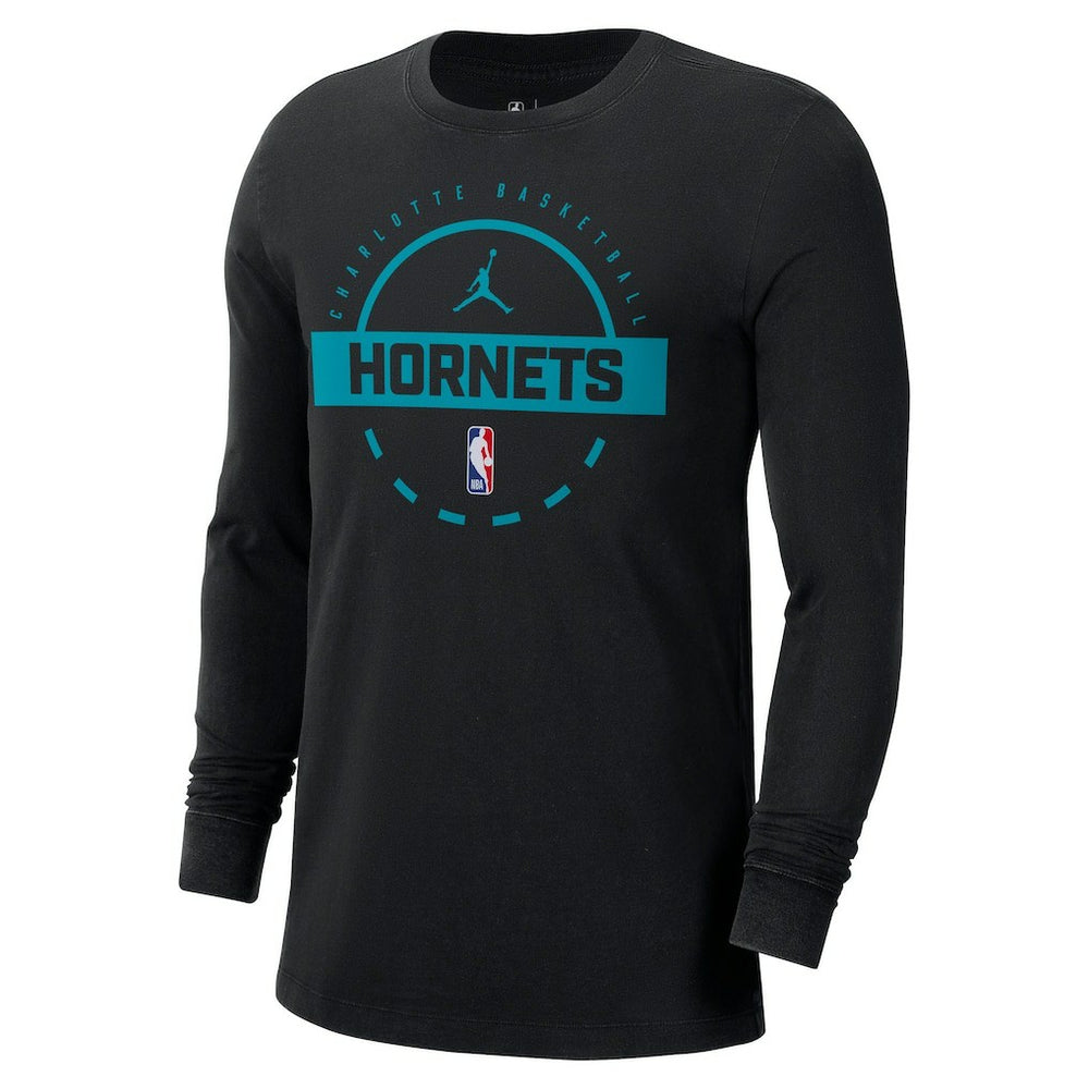 Black Charlotte Hornets Jordan Brand Authentic Long Sleeve Practice T-Shirt | NBA