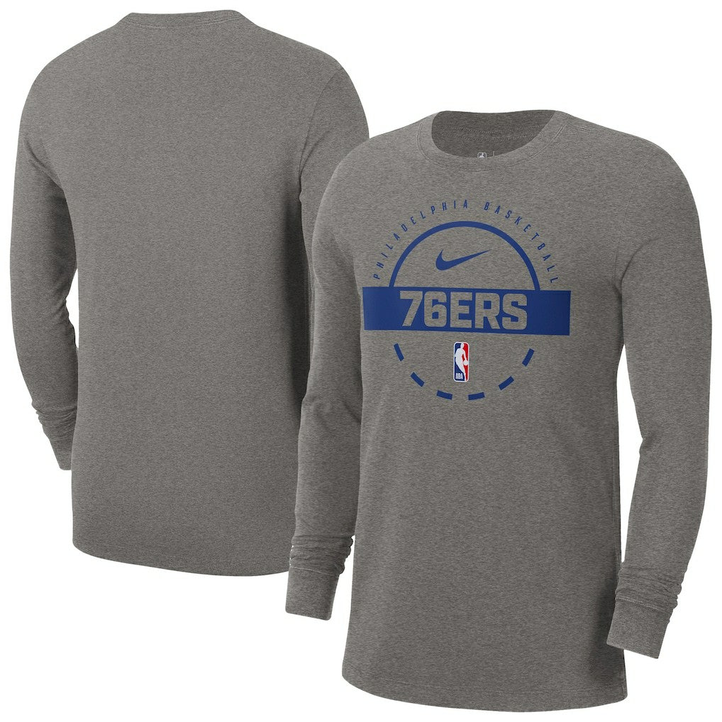 Charcoal Philadelphia 76ers Authentic Long Sleeve Practice T-Shirt | NBA
