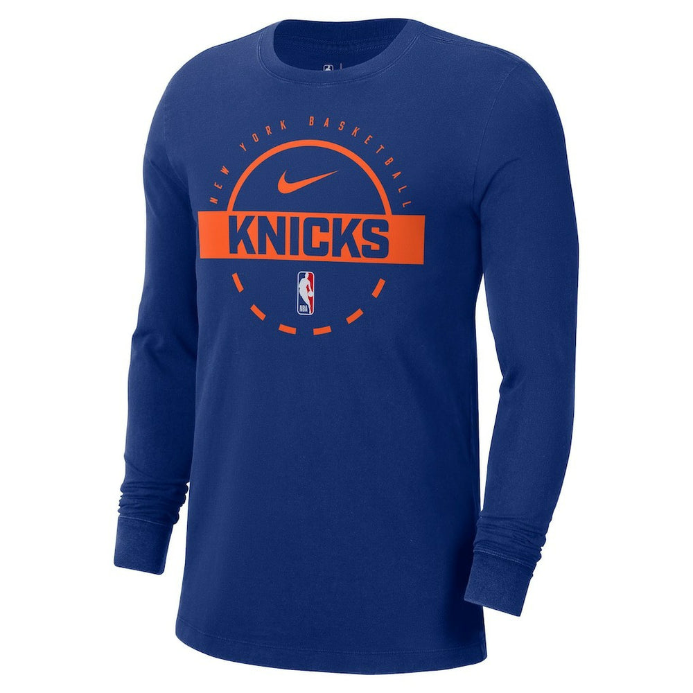 Blue New York Knicks Authentic Long Sleeve Practice T-Shirt | NBA