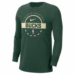 Hunter Green Milwaukee Bucks Authentic Long Sleeve Practice T-Shirt | NBA