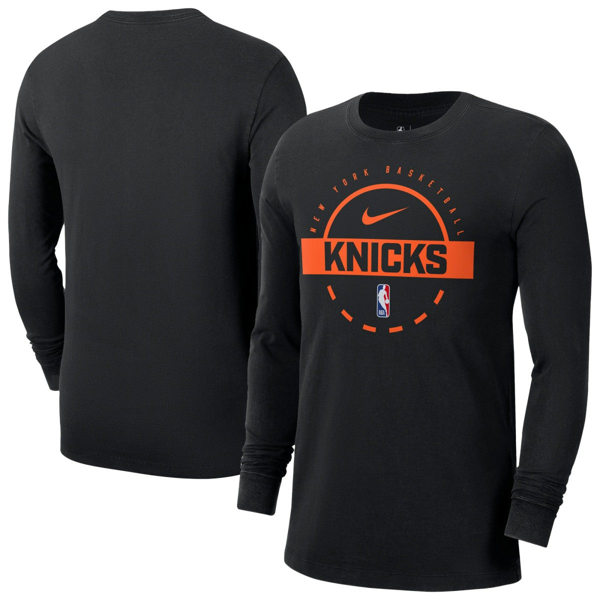 Black New York Knicks Authentic Long Sleeve Practice T-Shirt | NBA
