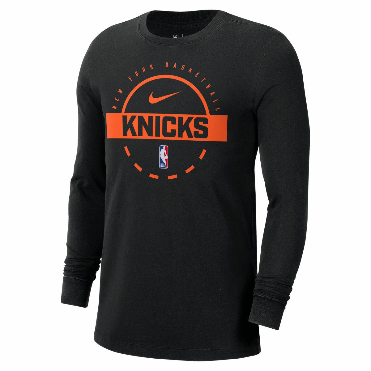 Black New York Knicks Authentic Long Sleeve Practice T-Shirt | NBA