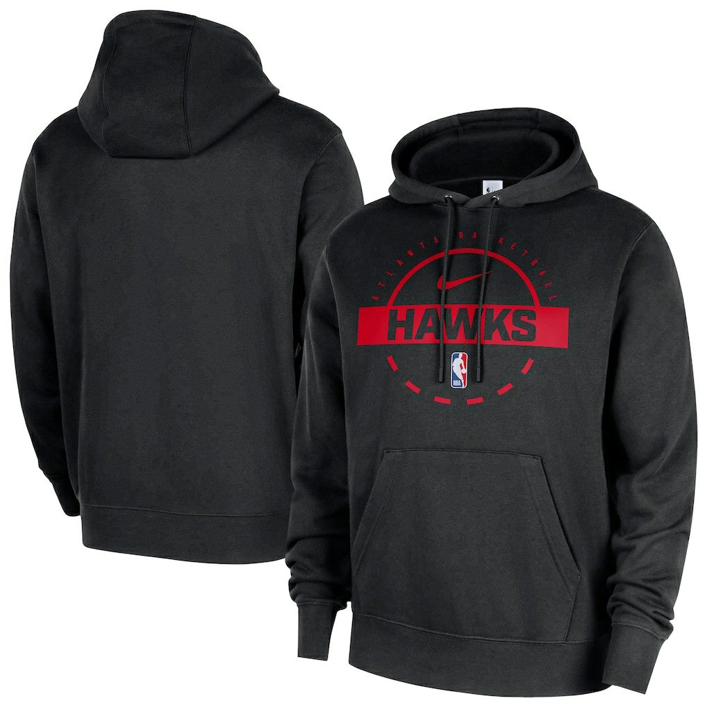 Black Atlanta Hawks 2025/26 Authentic Practice Club Pullover Hoodie | NBA