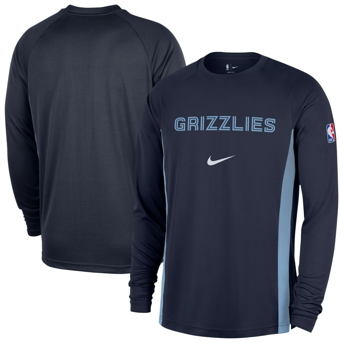 Navy Memphis Grizzlies 2025/26 Authentic Pre-Game Legend Dri-FIT Long Sleeve Shooting Shirt | NBA
