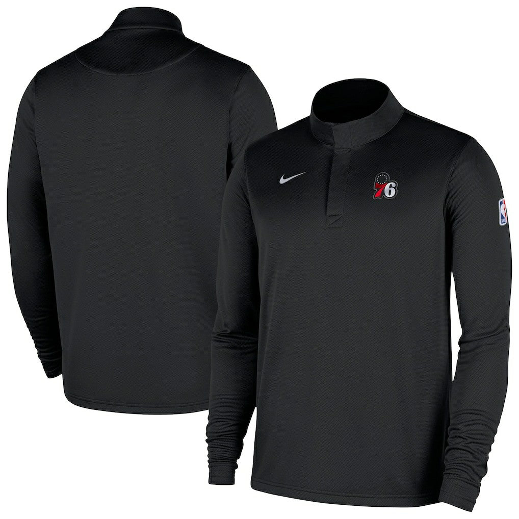 Black Philadelphia 76ers 2025/26 Authentic Coaches Quarter-Zip Dri-Fit Top | NBA