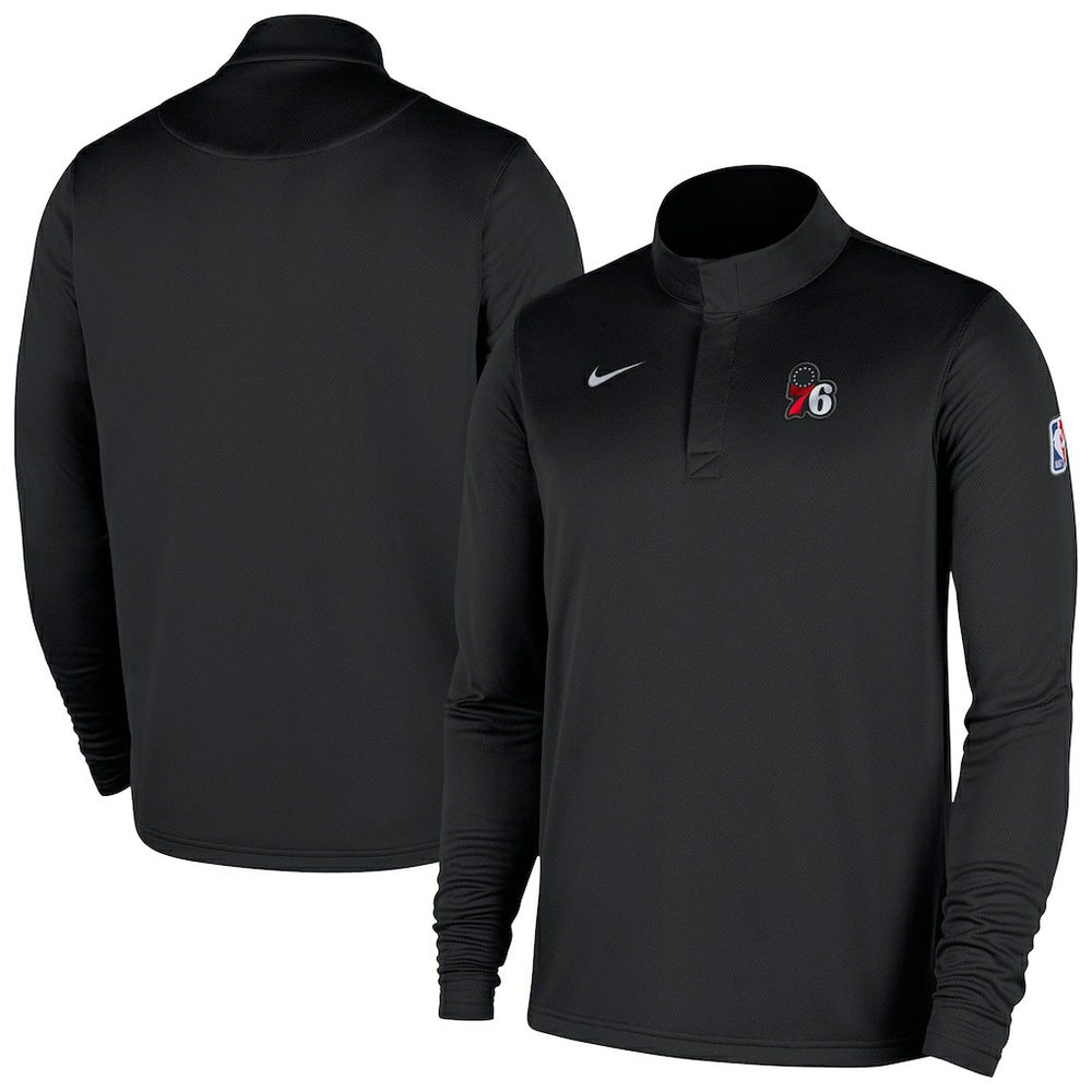 Black Philadelphia 76ers 2025/26 Authentic Coaches Quarter-Zip Dri-Fit Top | NBA