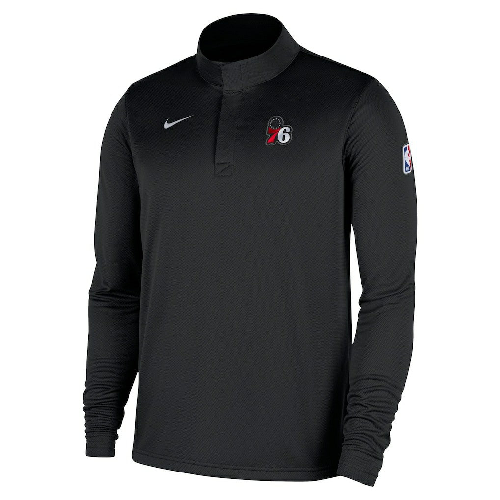 Black Philadelphia 76ers 2025/26 Authentic Coaches Quarter-Zip Dri-Fit Top | NBA
