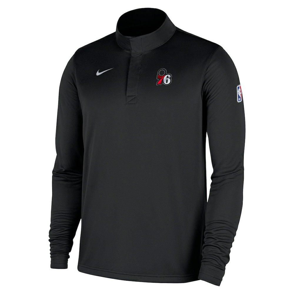 Black Philadelphia 76ers 2025/26 Authentic Coaches Quarter-Zip Dri-Fit Top | NBA