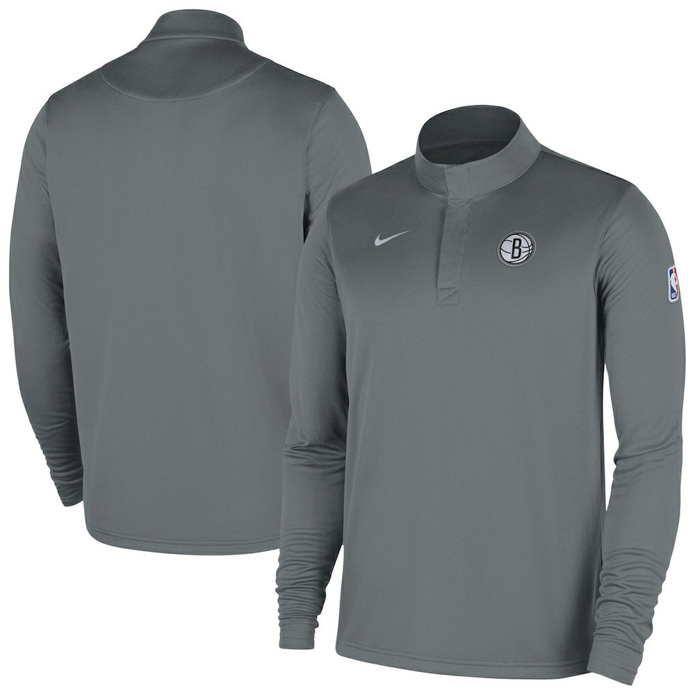 Gray Brooklyn Nets 2025/26 Authentic Coaches Quarter-Zip Dri-Fit Top | NBA