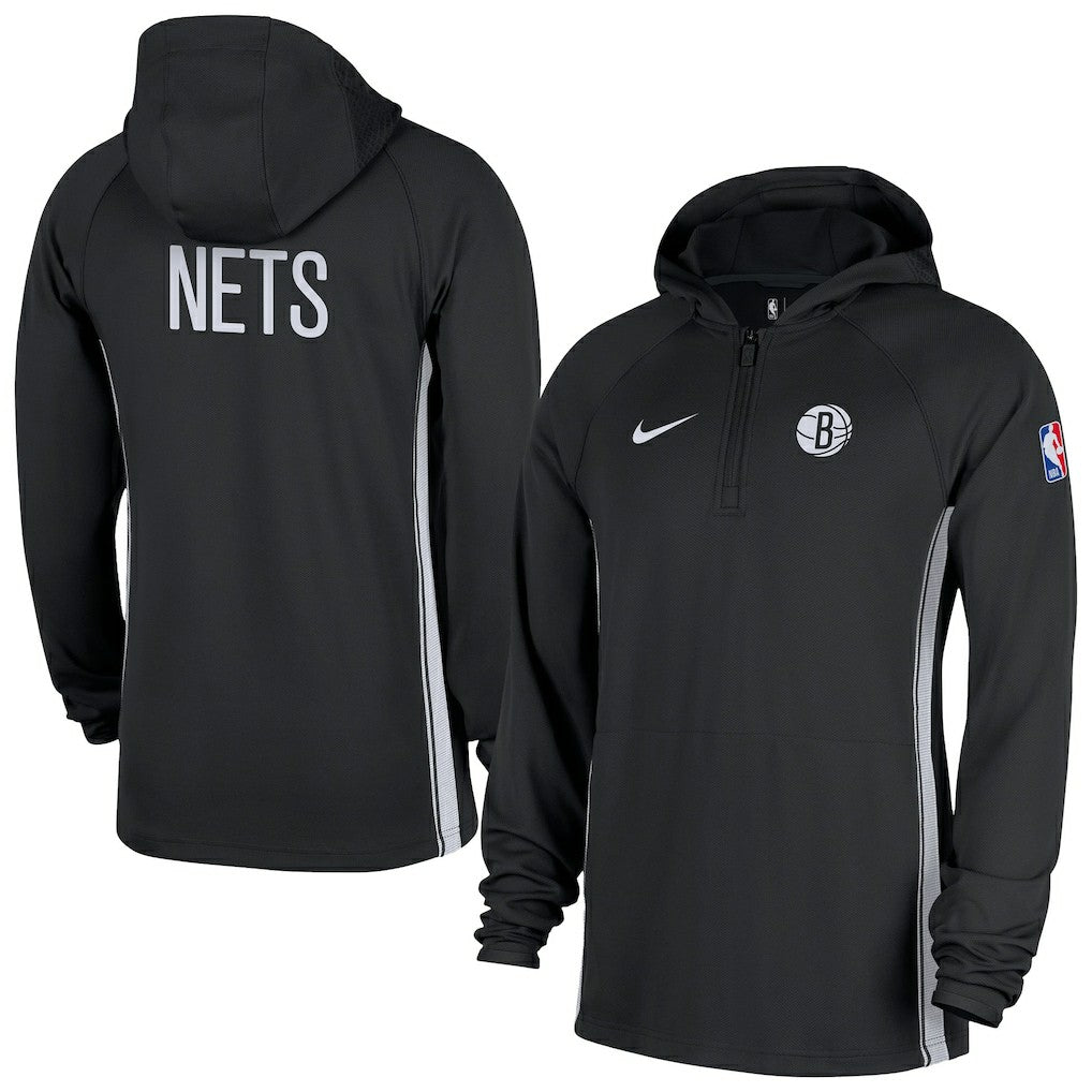 Black Brooklyn Nets Authentic On Court Zone Quarter-Zip Dri-FIT Hoodie Jacket | NBA
