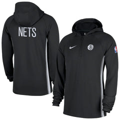 Black Brooklyn Nets Authentic On Court Zone Quarter-Zip Dri-FIT Hoodie Jacket | NBA