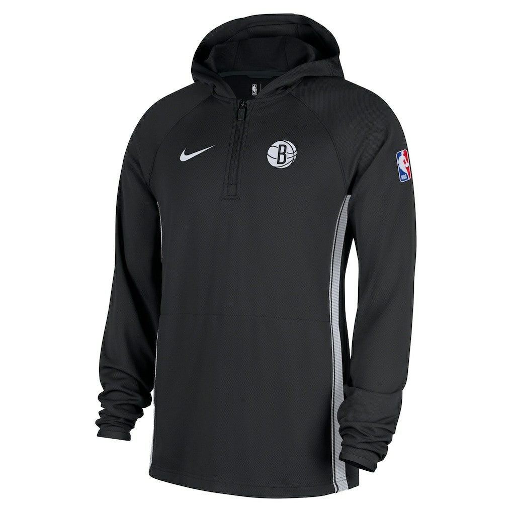 Black Brooklyn Nets Authentic On Court Zone Quarter-Zip Dri-FIT Hoodie Jacket | NBA