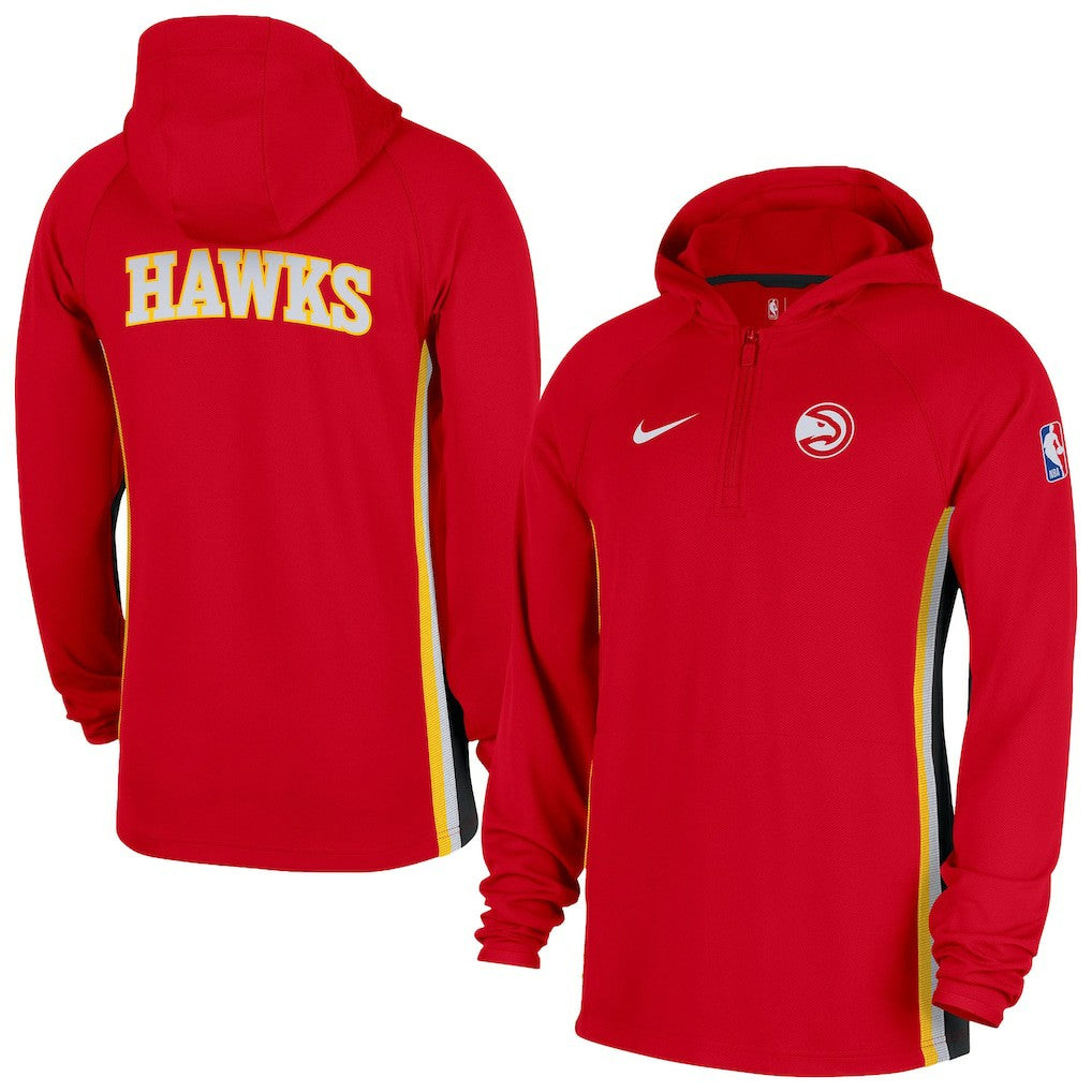 Red Atlanta Hawks Authentic On Court Zone Quarter-Zip Dri-FIT Hoodie Jacket | NBA
