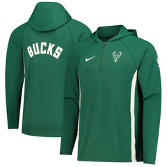 Hunter Green Milwaukee Bucks Authentic On Court Zone Quarter-Zip Dri-FIT Hoodie Jacket | NBA