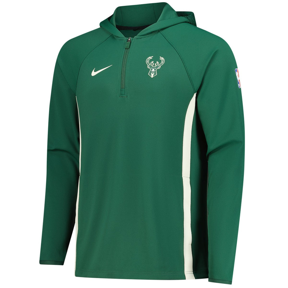 Hunter Green Milwaukee Bucks Authentic On Court Zone Quarter-Zip Dri-FIT Hoodie Jacket | NBA