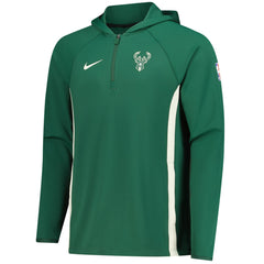 Hunter Green Milwaukee Bucks Authentic On Court Zone Quarter-Zip Dri-FIT Hoodie Jacket | NBA