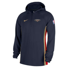 Navy New Orleans Pelicans Authentic On Court Zone Quarter-Zip Dri-FIT Hoodie Jacket | NBA