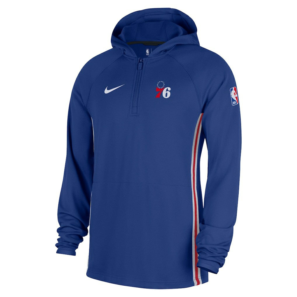 Blue Philadelphia 76ers Authentic On Court Zone Quarter-Zip Dri-FIT Hoodie Jacket | NBA
