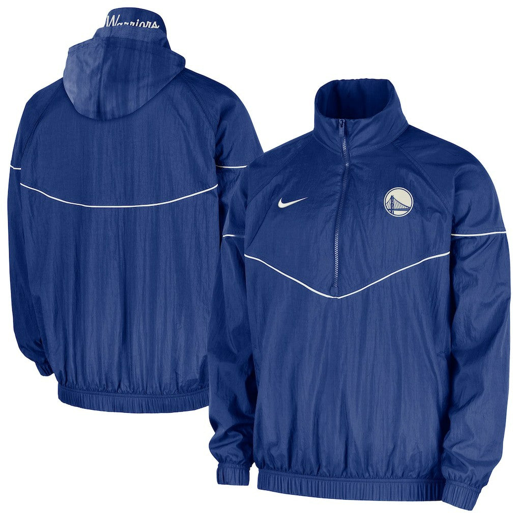 Royal Golden State Warriors Courtside Windrunner Woven Half-Zip Hooded Jacket sale | NBA