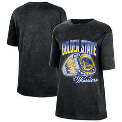 Black Golden State Warriors Women's Courtside Original Content Vintage Washed Boyfriend T-Shirt sale | NBA
